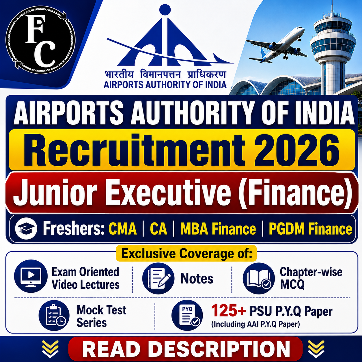 AAI Junior Executive Finance Video Chapter Wise MCQ Notes Mock Test Psu Previous Year Question Paper E Book 2026
