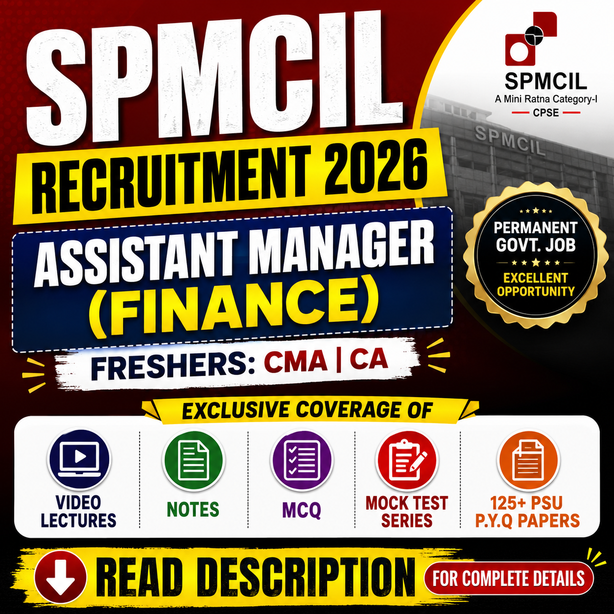 SPMCIL Assistant Manager Finance Chapter Wise MCQ Psu Previous Year Question Paper E Book 2026