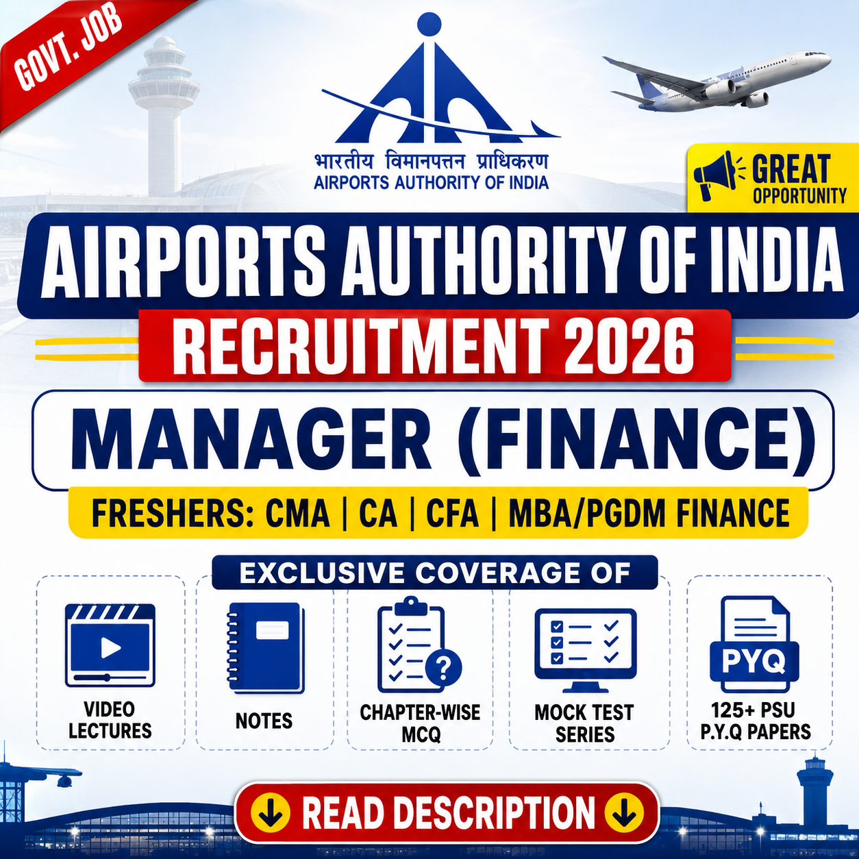 AAI Manager Finance Video Chapter Wise MCQ Notes Mock Test Psu Previous Year Question Paper E Book 2026