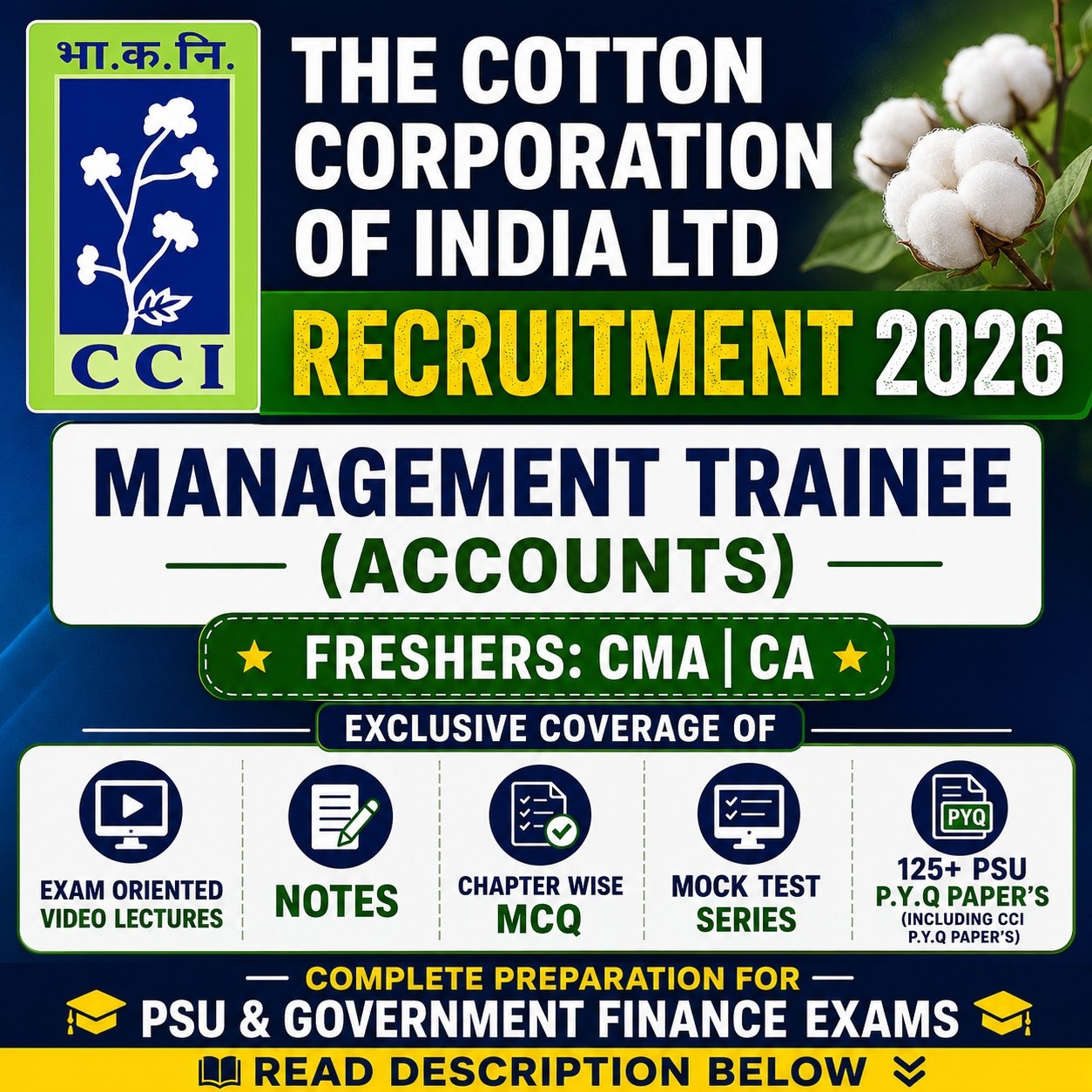 CCI Management Trainee Accounts Video Lectures Chapter Wise MCQ Notes Mock Test Psu Previous Year Question Paper E Book 2026